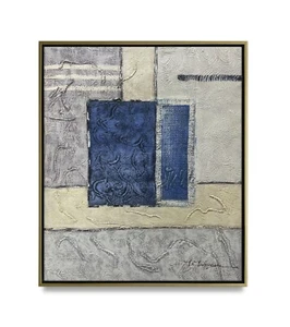 NY Art-Original Oil Painting of Square Abstract on Canvas 20x24 Framed - Picture 1 of 6
