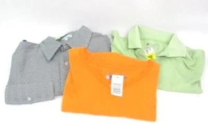 Lot of 3 Women's Shirts Small NWT Chevron Stripes Polo T-Shirt Orange Green - Picture 1 of 5