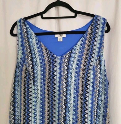Cato Womens Crochet Dress Size 18/20WP Blue Vertical Lines Boho Sun Dress - Image 1 of 4