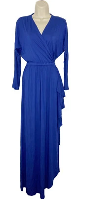 Maxi Vestido Modal Jersey Azul Real Envolvente Imitación Manga Larga Rachel Pally Talla XS B2 Foto 1 de 4