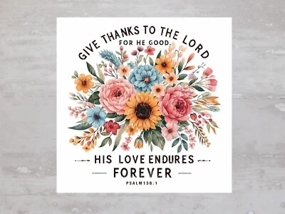 Salmo 136:1 Agradeça Versículo Bíblia Painel de Tecido Artesanal Costura Colcha Bloco A362 - Imagem 1 de 4