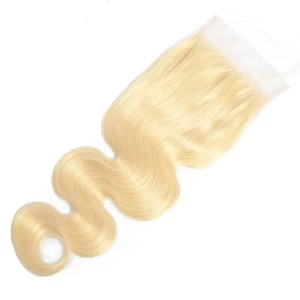 Brazilian 100% Human Hair 613# Color 4*4 Lace Closure Body Wave Free Part - Picture 1 of 9