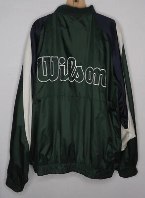 Chaqueta cortavientos Wilson XXL vintage para hombre verde nailon forrada tenis Foto 1 de 4