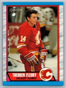 Tarjeta de hockey 1989-90 O-Pee-Chee #232 Theo Fleury (RC) Calgary Flames NHL - Imagen 1 de 2