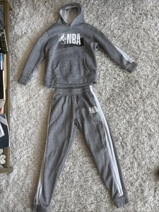 NBA Sweatsuit Set Boys Size Large Grey Black White - Picture 1 of 4