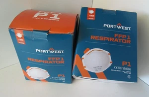 Portwest P100 FFP1 White Respirators – 40 Masks- Comfortable Cup-Shaped Design - Picture 1 of 10