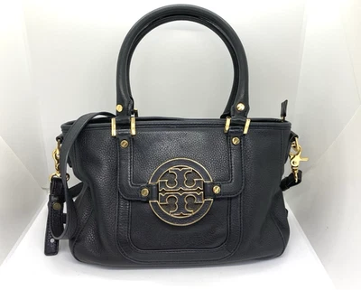 used TORY BURCH Amanda Mini Satchel 2Way Shoulder Hand Bag Black Leather 27654 - Image 1 of 4