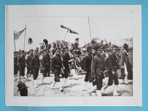 Orig. Double Sided Print-Samurai-Emperor Meiji & Imperial Army 1900-Glossary - Picture 1 of 2