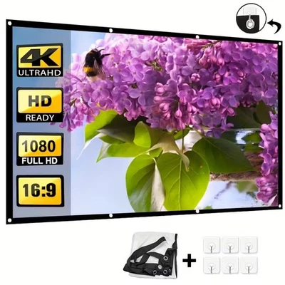 60" -150" Projector Screen HD Foldable Projection Curtain Outdoor Home Theater - Image 1 of 4