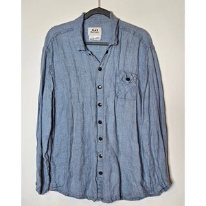 FLAX by Jeanne Engelhart Herren 100% Leinen Button Down Hemd mittelblau Resort - Bild 1 von 4