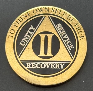 Alcoholics Anonymous AA 2 II Years Recovery Token Coin Chip Tri-plate - Picture 1 of 2