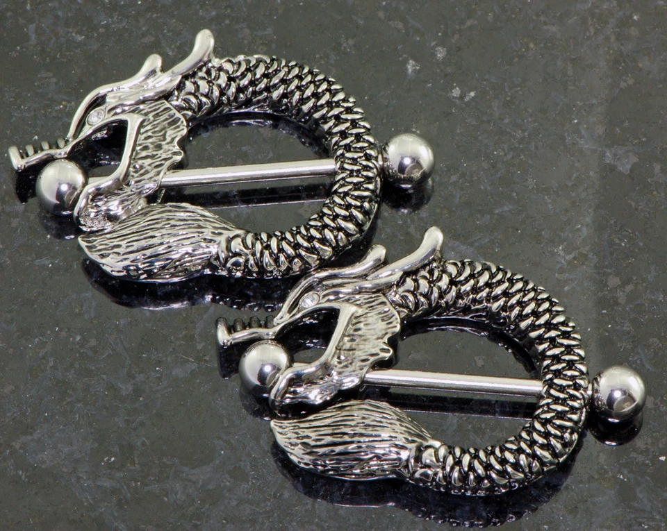 Par 14g 1" (25 mm) circonita cúbica ojos de dragón barras de acero quirúrgico anillos para pezones escudo  Foto 1 de 2