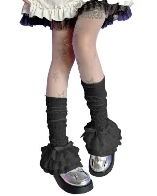 Women Y2K Japanese Leg Warmers Fashion Lace Bow Loose High Socks Lolita Style - Image 1 of 4