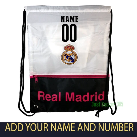 real madrid cinch bag sack soccer book backpack add your name and number new 2 Cover