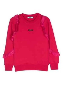 MSGM Kids ruffle-detail logo-embroidered sweatshirt size 8 retail $139.00 - Picture 1 of 2
