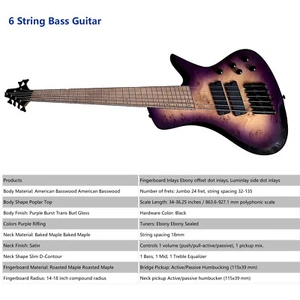 Upgrade Fanned Fret basso elettrico 6 corde, trapunta viola burl burst - Foto 1 di 8
