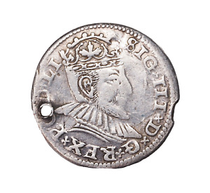 1590, Livonia/Poland, Sigismund III Vasa. Silver 3 Groszy (Trojak) Coin. Riga!