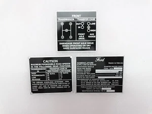 Dash Data Plate Aluminum Black Set Of 3 For Jeeps Willys Ford CJ2A CJ3A CJ3 - Picture 1 of 8