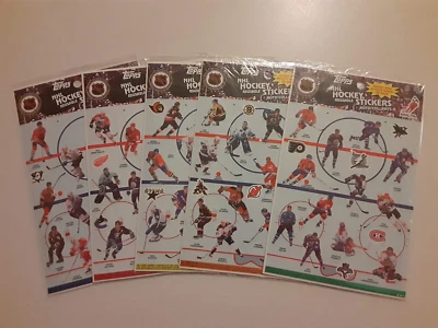 Juego completo de 5 hojas de pegatinas reutilizables Topps NHL 1997 60 jugadores BEEZER Foto 1 de 4
