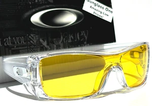 NEW Oakley BATWOLF Shiny Clear Frame GALAXY Amber Yellow Lens Sunglass 9101 - Picture 1 of 16