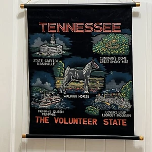 Vintage Tennessee Souvenir Black Velvet Wall Hanging Scroll Banner Made In Japan - Picture 1 of 13