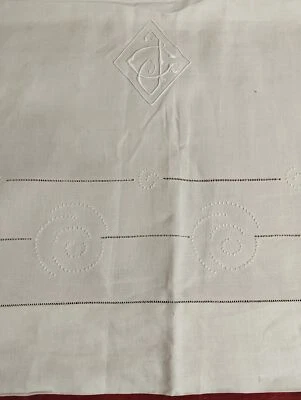 ENSEMBLE DE LIT DOUBLE. ART DÉCO. LIN BRODÉ À LA MAIN. ESPAGNE. VERS 1920 - Photo 1/4