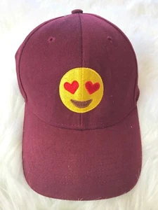 Emoji Heart Eyes I Love You Maroon Strapback Hat Fun Girlfriend Boyfriend Couple - Imagen 1 de 8