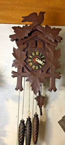 Vintage Heco Hand Carved Musical Cuckoo Clock-30 Hr. Weight Driven 1950's-Workin Cover