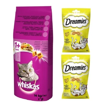 14 kg WHISKAS Adult Rind und Gemüse + 2x60 g DREAMIES mit Käse GRATIS - Bild 1 von 3