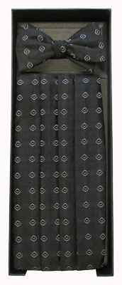 Novo conjunto de gravata borboleta e gravata borboleta 100% seda preta retrô casamento formatura cruzeiro  - Imagem 1 de 2