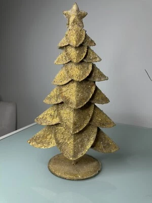 decorative golden Christmas tree with small transparent Drops In The Form Snow - Image 1 of 4