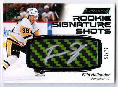 23/24 UPPER DECK ENGRAINED FILIP HALLANDER 22-23 ROOKIE SIGNATURE SHOTS AUTO /75 - Image 1 of 2
