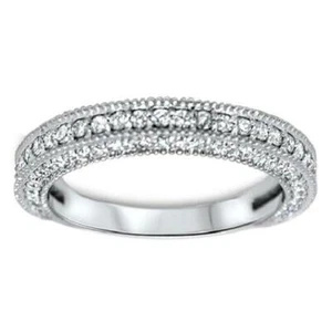 Anniversary Ring I1 G 1.00 Ct Round Cut Natural Diamond 14K White Gold 3.50 mm - Picture 1 of 6