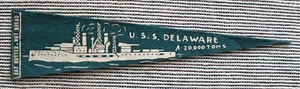 orig. 1910-20 Eat Butter Nut Bread Pennant *U.S.S. Delaware* Military Battleship - Picture 1 of 3