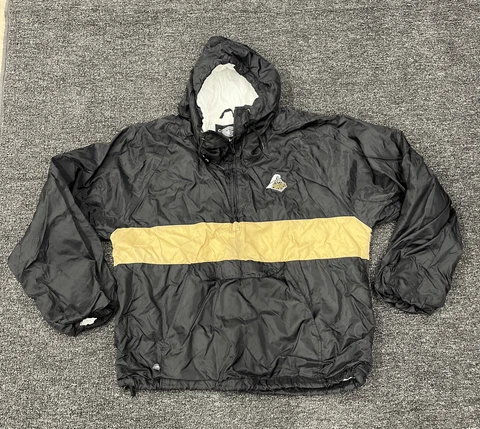 Purdue University Jacket Mens Large Black Gold Pro Player pullover Hooded Coat Cover