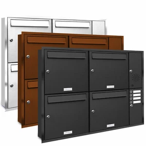 4er Briefkasten Anlage für Unterputz Montage Klingel Rechts RAL Farbe 2x2 - Bild 1 von 3