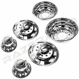 Chrome 19.5" Wheel Simulator Liner+Center Caps Cover for 05-11 Dodge RAM Dually - Picture 1 of 4