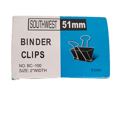 Southwest 51mm 12 Binder Clips 2" Width No. BC-100 - Image 1 of 3