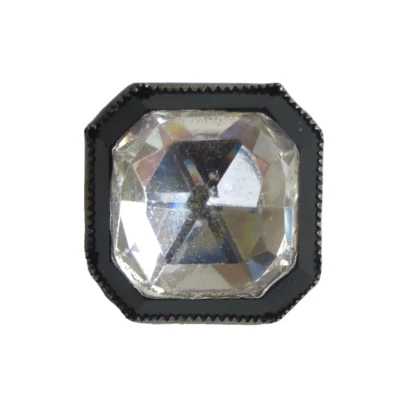Button Antique - Glass On Metal - Rhinestone - 17 MM - 20th Century IN - Image 1 of 4