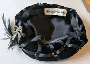 Vintage Christian Dior New York Black Hat With Brooch See Description  - Picture 1 of 10