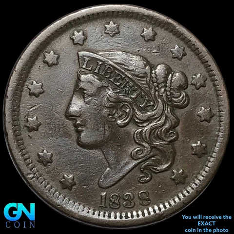 1838 Coronet Head Large Cent   #E3283 Cover