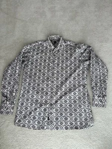 Ike Behar NY Men’s L Long Sleeve Button Down Dress Shirt Brown Black preppy - Picture 1 of 5