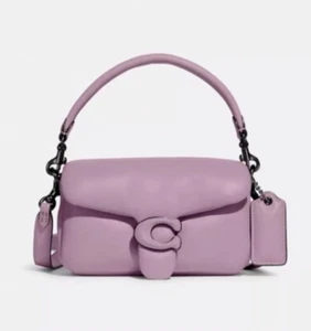 Mini bolso de hombro o bandolera Coach Pillow Tabby 18 de cuero napa púrpura NUEVO - Imagen 1 de 14