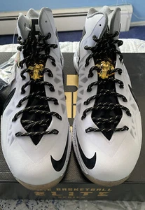 Size 9.5- Nike LeBron 10 P.S Elite+ White Gold Black 2013 - Picture 1 of 9