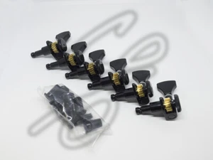 Hipshot staggered tuner set grip lock open gear black 6 in line REVERSE - Imagen 1 de 1