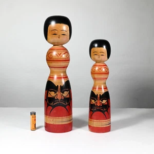 Meister FUMIO MURAMOTO Kokeshi Paar, TSUGARU Schule, Japan 1980er - groß 12 Zoll - Bild 1 von 18