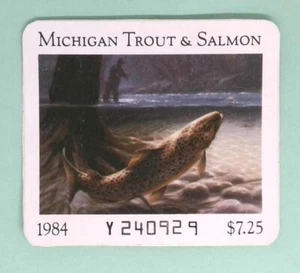 1984 Michigan DNR Trout & Salmon Resident Fishing License Stamp - Picture 1 of 1
