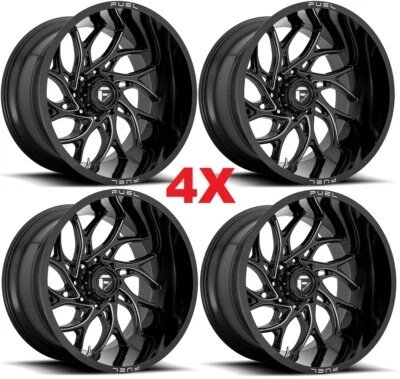 22 FUEL RUNNER GLOSS BLACK MILLED WHEELS RIMS FITS GMC SIERRA SILVERADO 1500 - Image 1 of 4