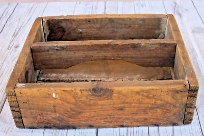 Antique Handmade Wood Primitive Tote Tool Box Caddy Carrier Rustic - Image 1 of 4