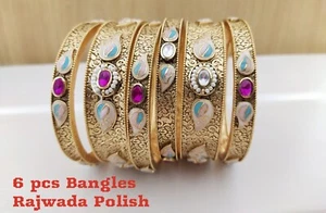 6 Stück 2- 8 Indisch Schmuck Vergoldet Bollywood Ethnisch Hochzeit Armreif - Picture 1 of 4